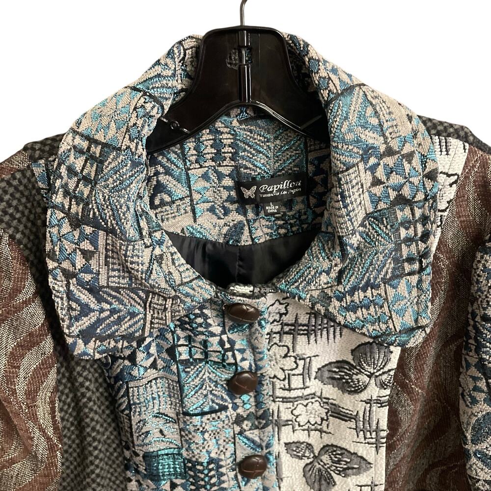 Papillon Mixed Print Button Front Coat Multicolor… - image 6